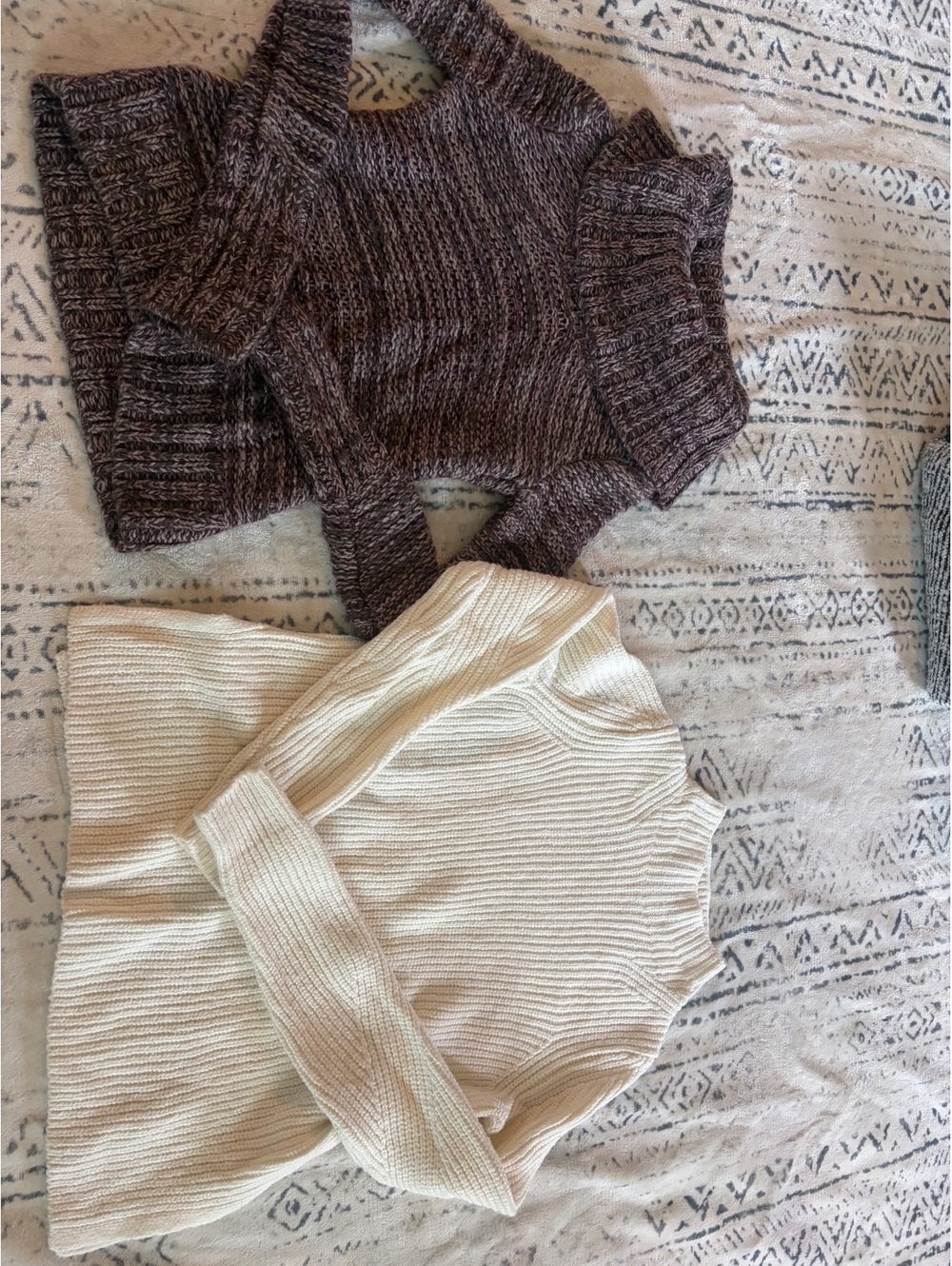 LOFT Women's XS Chunky Knit Turtleneck Sweaters - Brown & Cream